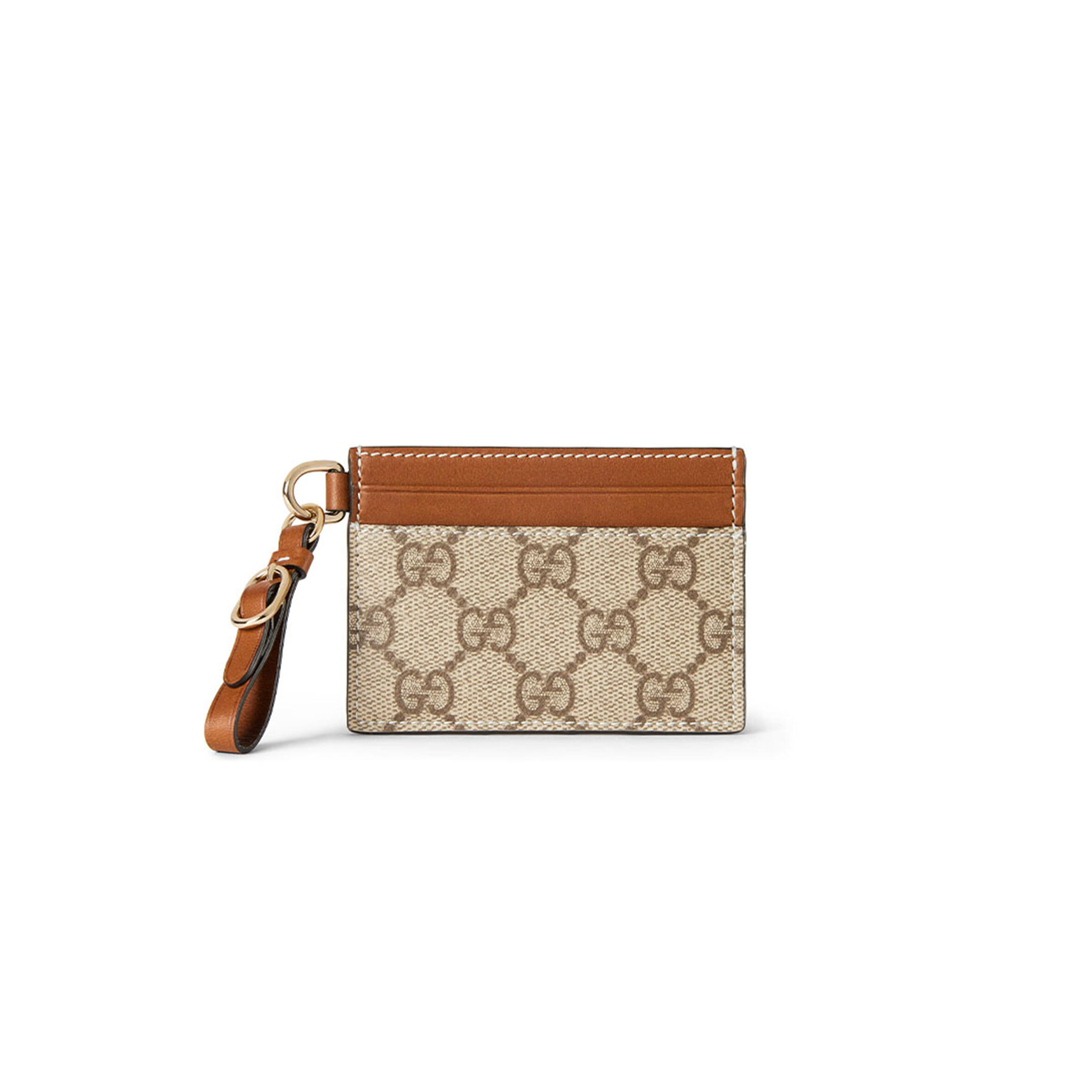 GUCCI GG EMBLEM CARD CASE WITH STRAP 819121 (10*7cm)